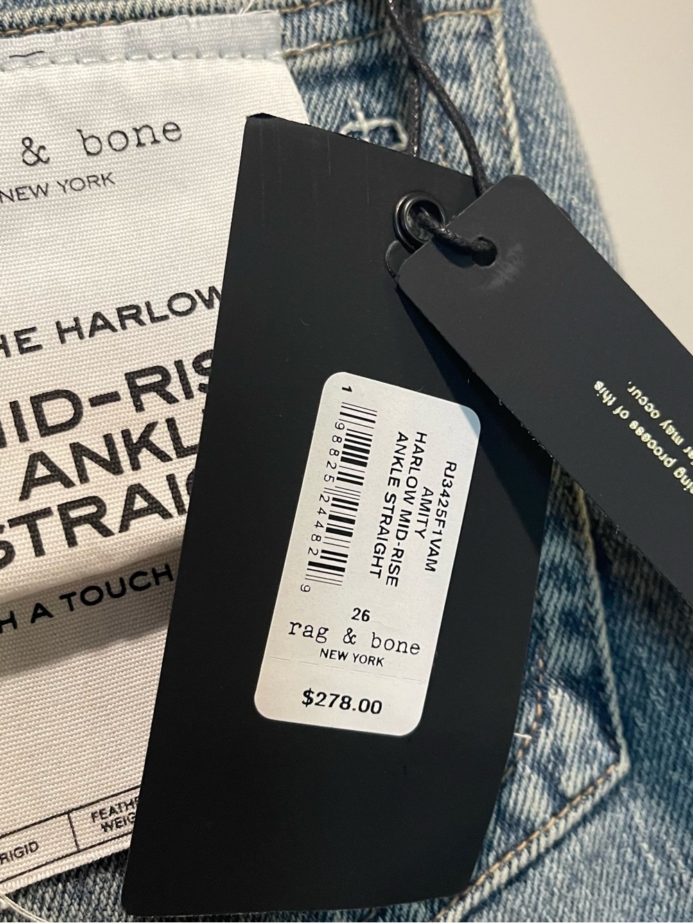 rag & bone Harlow Mid-Rise Ankle Straight Jeans - Picture 8 of 9